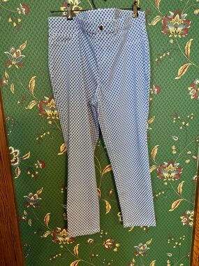 Women’s Rafaella Blue Geo Print Slim Ankle Pants